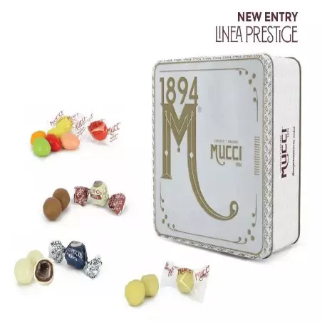 Confetti e Dragées Mucci® gusti assortiti - SCATOLA IN LATTA WHITE 380gr.
