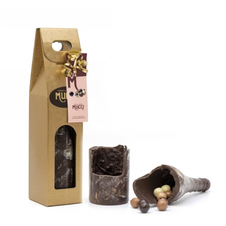Bottiglia di Cioccolato Fondente con Dragées assortiti al Liquore 600gr
