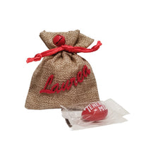 Sacchetto Laurea iuta con 5 confetti rossi assortiti in monodose