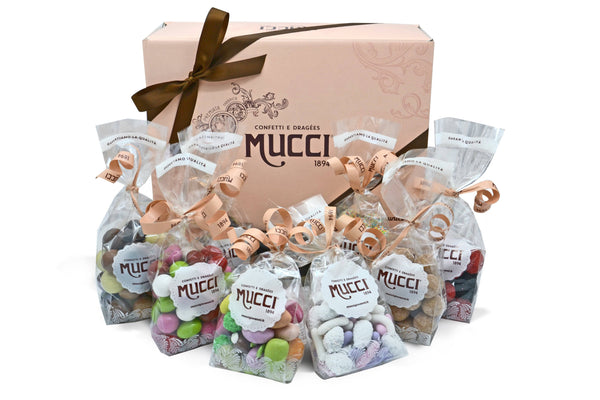 Mucci Confetti Box Carnevale Mucci® - 8 bustine con i confetti tipici del carnevale pugliese