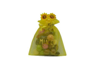 Confetti e Dragées Mucci® gusti assortiti - Sacchetto organza giallo 150gr.