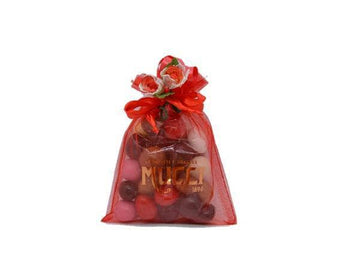 Confetti e Dragées Mucci® gusti assortiti - Sacchetto organza rosso 150gr.